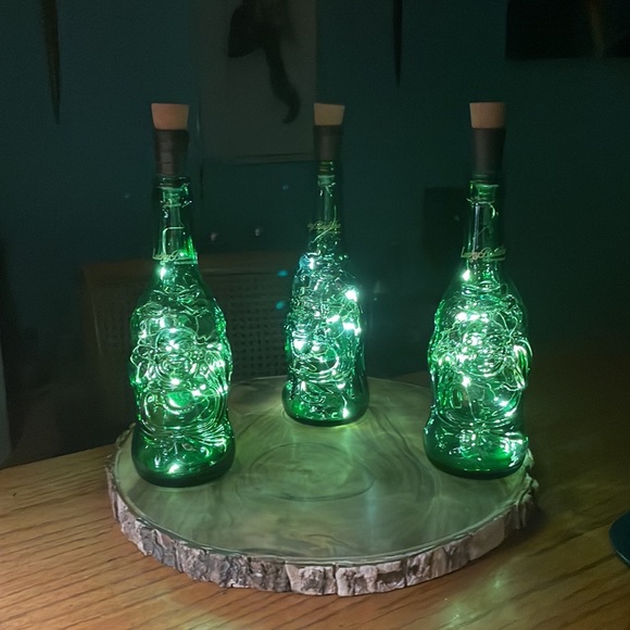 LUCKY BUDDHA BEER BOTTLE LAMP Recharge Portable Decor Occasion Glass Leather - Picture 14 of 14